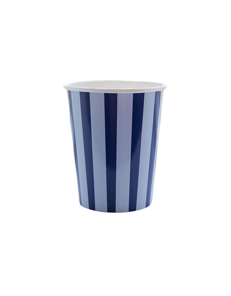 The inside blue striped Momo Party's 9oz Thomas and Friends party cups by Bonjour Fete. These 3D party cups are adorned with the lovable face of Thomas the Tank Engine™. They are sure to add a touch of fun to the festivities.