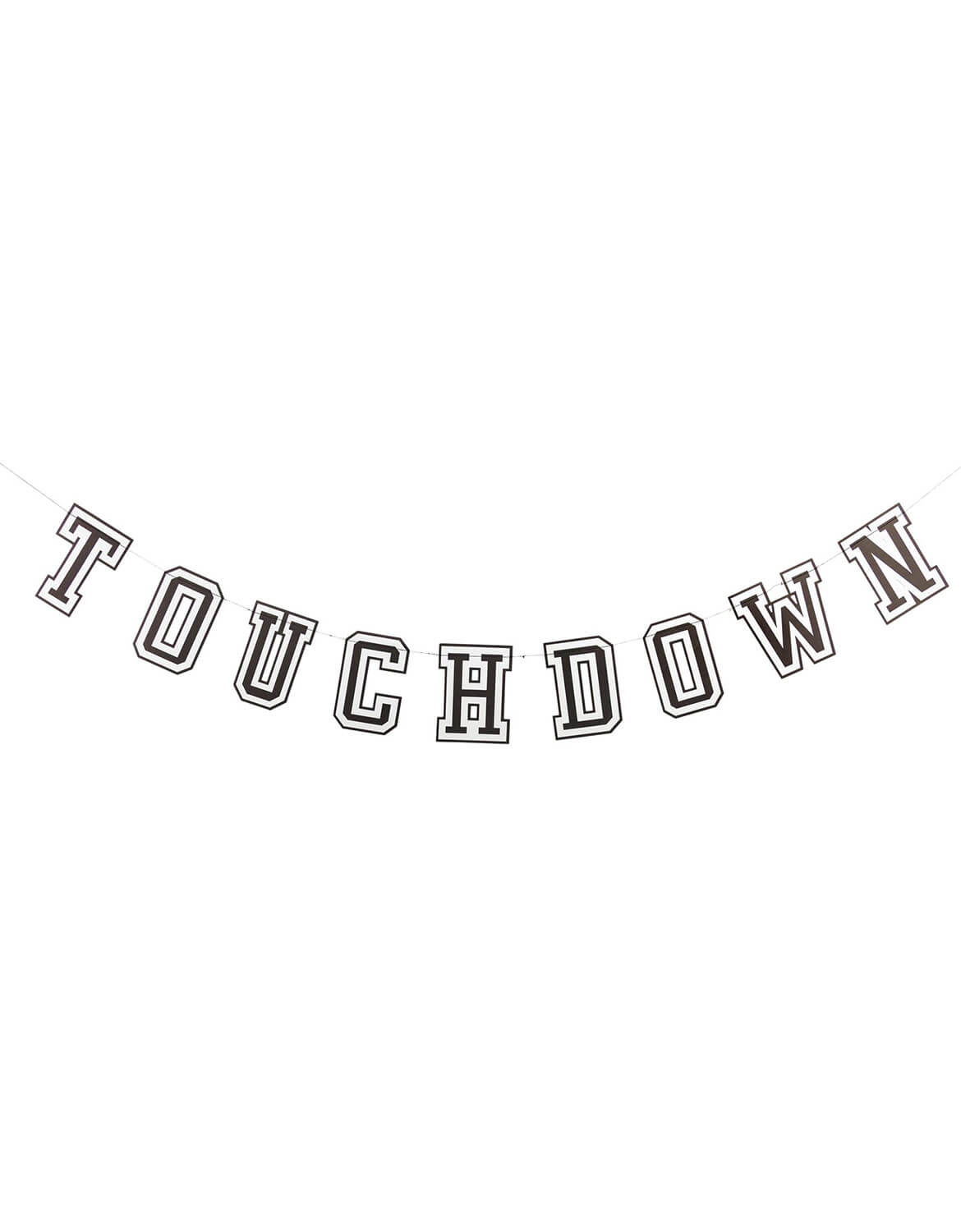 Momo Party's black and white Touchdown Football Party Banner by My Mind's Eye on a white background.