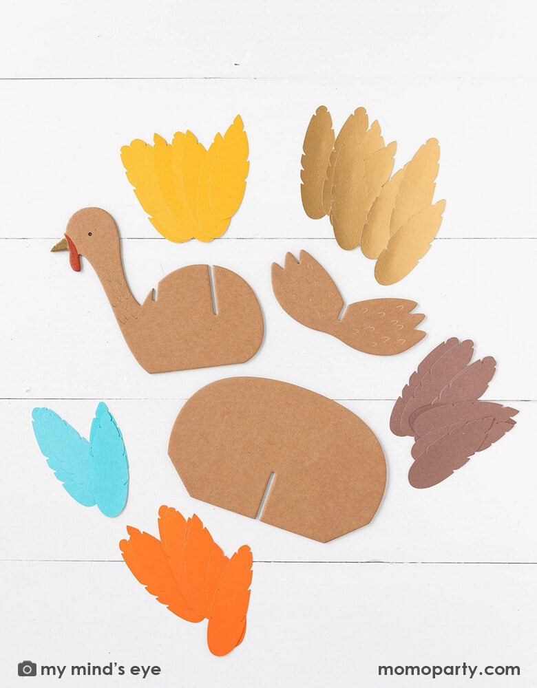 Momo Party's build a turkey paper craft kit by My Mind'e Eye. Make the fall season fun and educational with this Turkey DIY Project Kit! Kids will love crafting this turkey-shaped showpiece all by themselves, while learning the perfect way to celebrate the season!