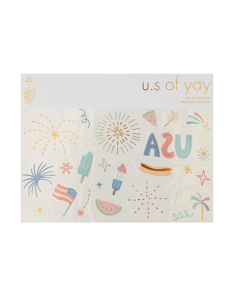 U.S. Of Yay Temporary Tattoos from Jollity & Co Party Boutique - Daydream society. Featuring festive summer colors and silver and gold foil accents, these cut-out tattoos are perfect for celebrating the Fourth of July!