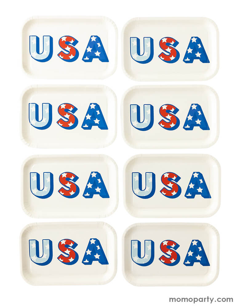 USA Shaped Paper Plates (Set of 8)