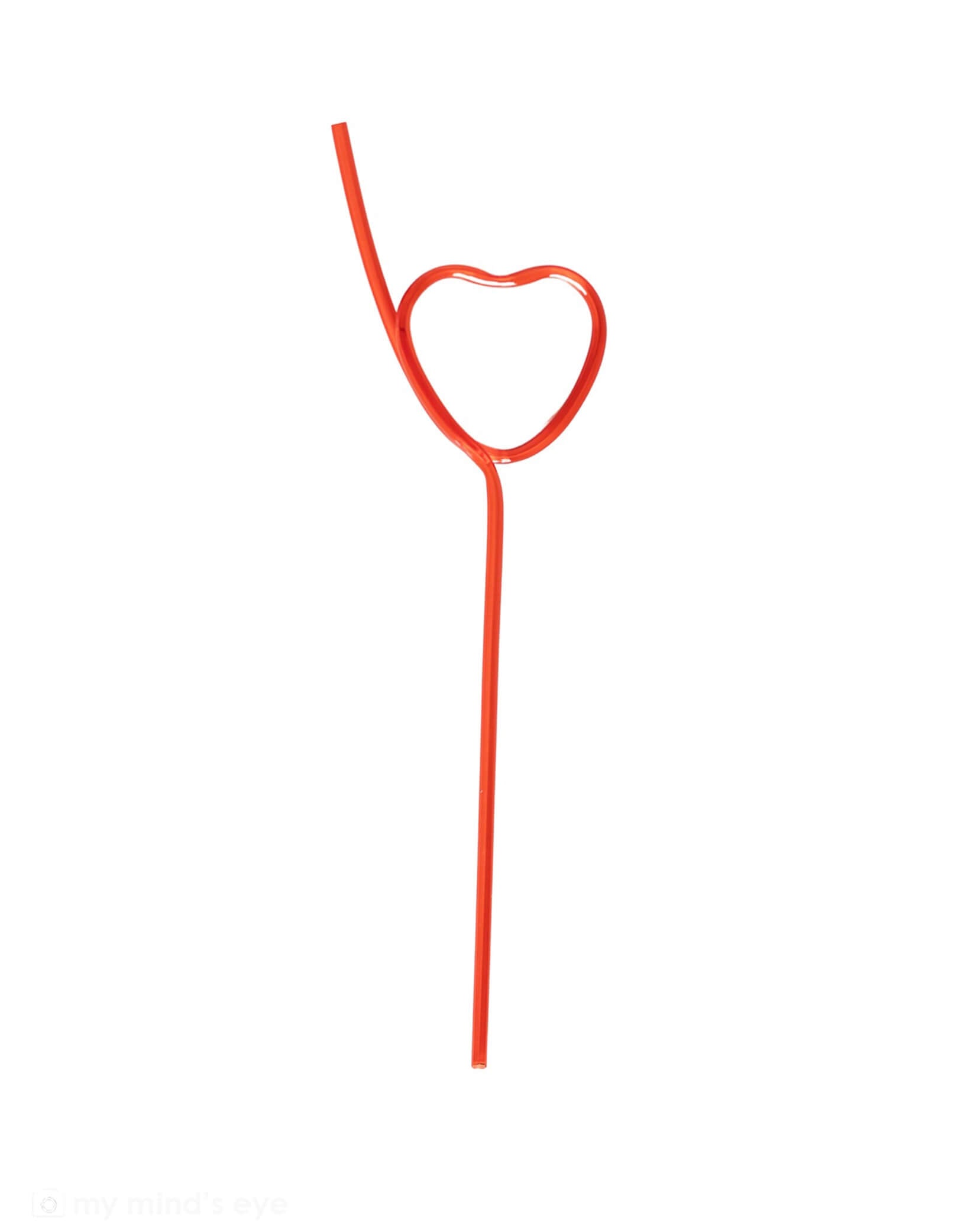 Momo Party's 10.25" x 3" Valentine's Day red plastic straw with heart-shaped top on a white background.