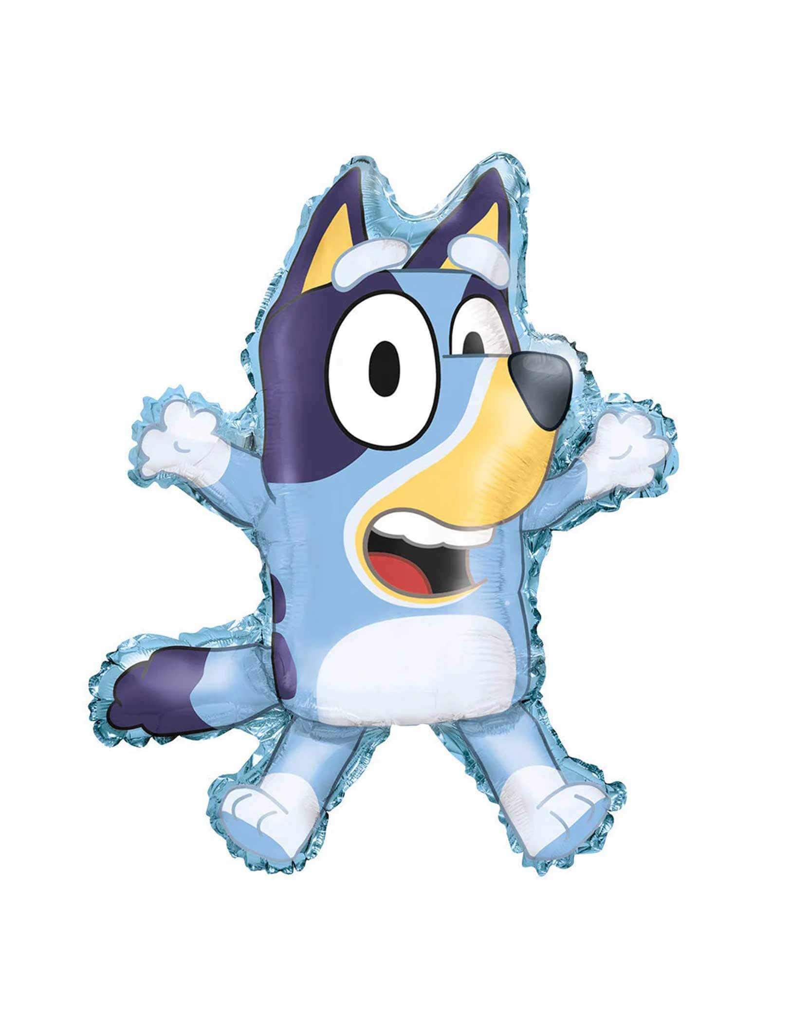 Momo Party's 24" Wackadoo Bluey Shaped Foil Mylar Balloon by Unique Industries. Perfect for birthday celebrations, playdates, or themed gatherings, this Bluey shaped foil balloon is guaranteed to brighten the day of any little fan. Featuring vivid colors and the iconic Bluey design, this balloon brings an extra splash of happiness and excitement to your event. Let Bluey be the highlight that makes your party unforgettable!