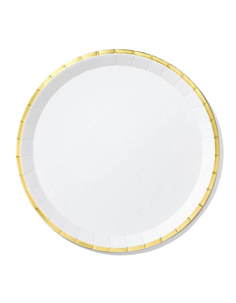 Momo Party's White and Gold Large Paper Party Plates by Coterie