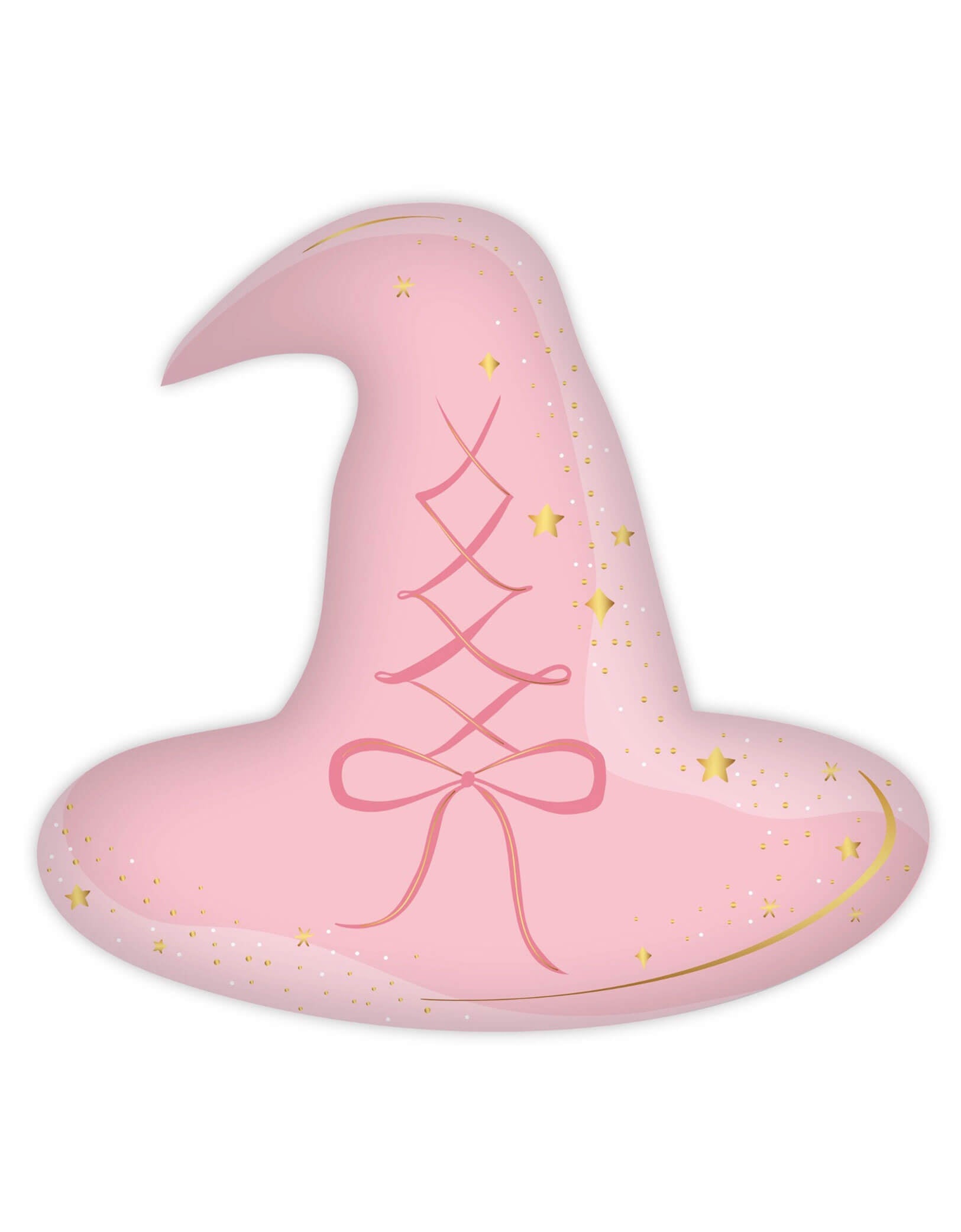 Momo Party's 12.5" x 11.5" pink witch hat shaped plate by Bonjour Fete. Comes in a set of 8 paper plates, their bright pink hue adds a fun and unexpected twist to classic spooky decorations, making your table stand out with festive flair. Perfect for serving snacks or treats, these plates add a delightful touch of magic and excitement, guaranteeing your Halloween celebration or a Wicked themed party is both charming and unforgettable.
