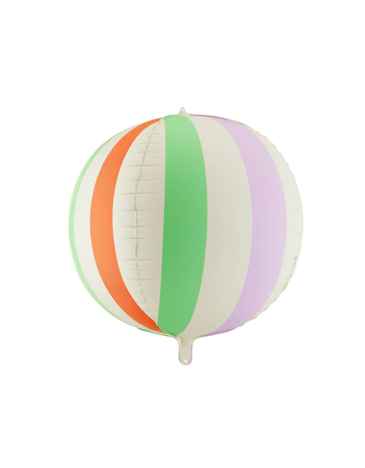 Momo Party's 19" colorful striped beach ball orbz shaped foil balloon by Party Deco on a white background.