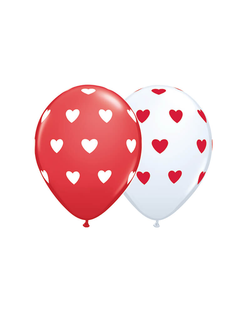 Qualatex 11'-Big-Heart-Latex-Balloon-Mix-in-Red-and-White for Valentine's Day Celebration