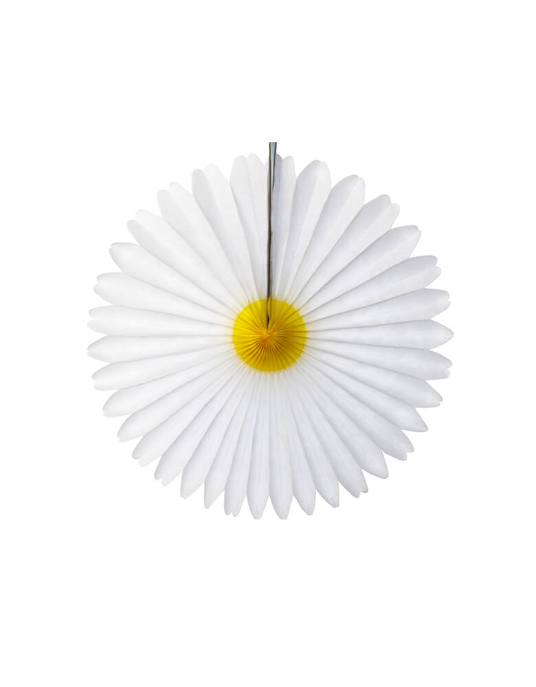 Devra Party - 13 inches Daisy Flower Fan Decoration. Paper made in USA. Create a festive backdrop for baby showers, weddings or Easter parties with this gorgeous daisy paper fan decoration.