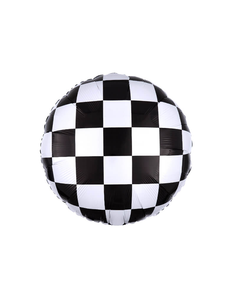 Anagram Balloons - 13955 Checkerboard Foil Mylar Balloon. Accent your racing themed party with this 18" round checkerboard balloon foil mylar balloon.