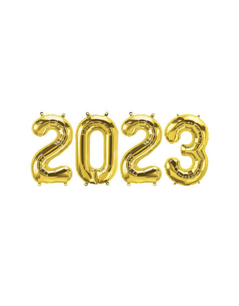 Momo Party 2023 Gold Foil Balloon Set with Northstar 16 inches Balloons of gold number 2023. Make a statement at your graduation or ring in the new year.