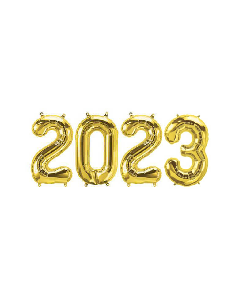 Momo Party 2023 Gold Foil Balloon Set with Northstar 16 inches Balloons of gold number 2023. Make a statement at your graduation or ring in the new year.