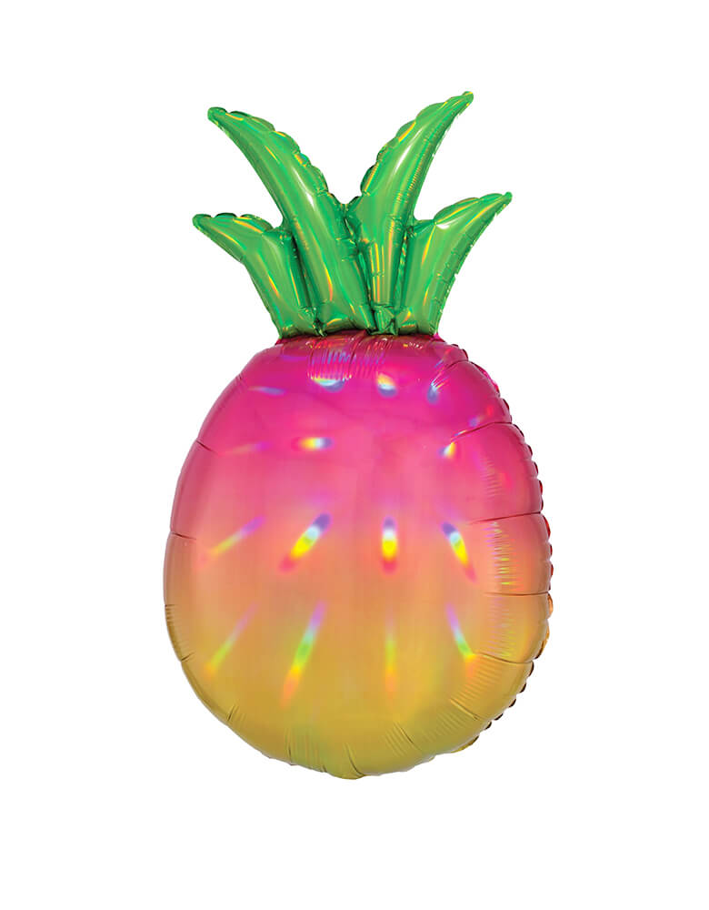 Anagram 31" Giant Pineapple Iridescent Foil Balloon for Aloha Decor - Aloha Theme Balloon - Pineapple Decor