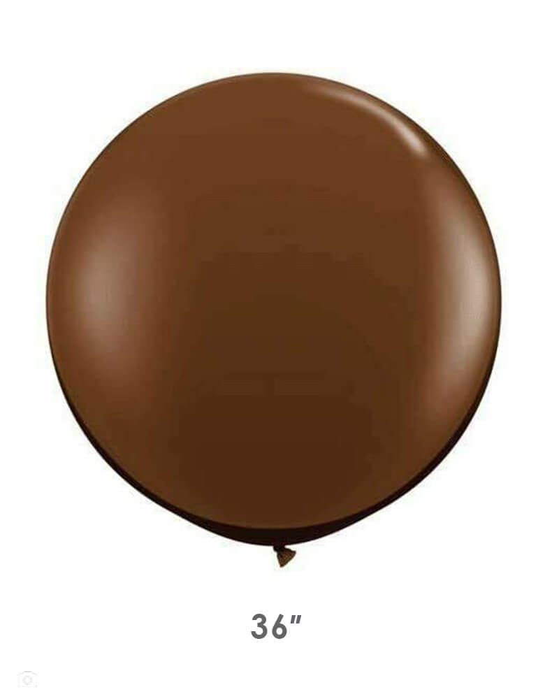 Qualatex Balloons - Jumbo Round 36" Brown Latex Balloon. This jumbo 36" round latex balloon is perfect for making a stunning balloon cloud at a larger scale. Or simply decorate it with tassels, ribbon, or fringe to create a WOW effect!