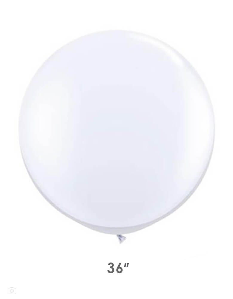 Qualatex Balloons - Jumbo Round 36" White Latex Balloon. This jumbo 36" round latex balloon is perfect for making a stunning balloon cloud at a larger scale. Or simply decorate it with tassels, ribbon, or fringe to create a WOW effect!