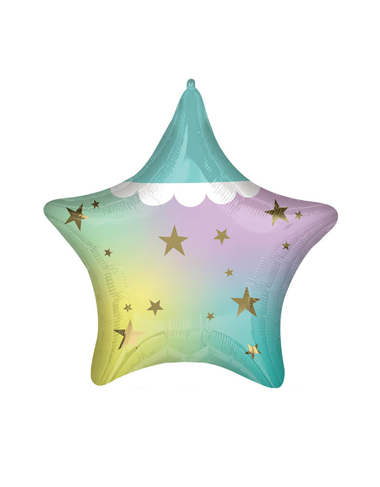Anagram Balloons - 41548-sleepy-little-star back design. Accent your baby shower themed party with this 35" star shaped Sleepy Little Star foil mylar balloon