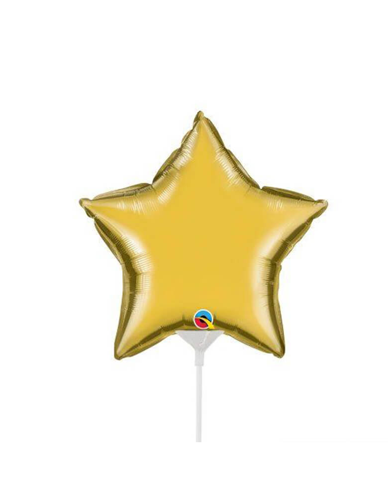 Qualatex Balloons - 9″ Mini Star Shaped Foil Balloon in Metallic Gold color