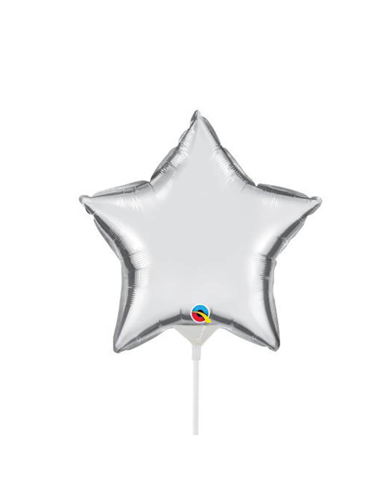 Qualatex Balloons - 9″ Mini Star Shaped Foil Balloon in Silver color