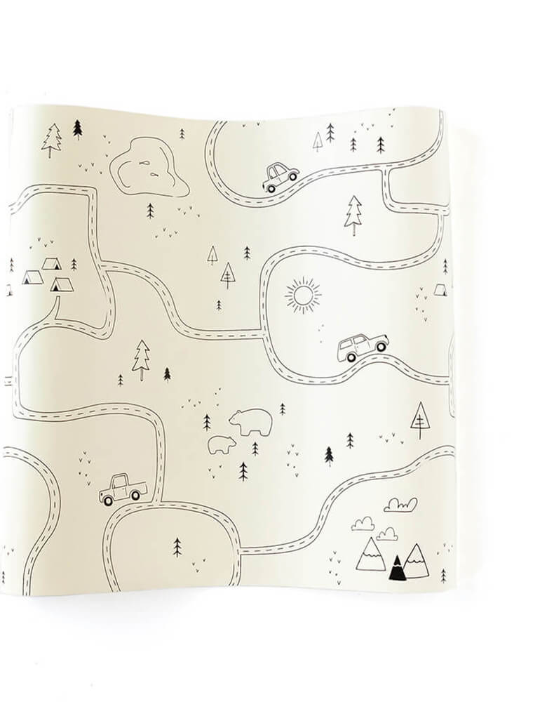 Momo Party's Adventure Table Runner by My Mind's Eye. this table runner is a simple way to make your tabletop the focus of the party. Perfect for an outdoor theme birthday party, this map inspired table runner will spruce up any picnic table