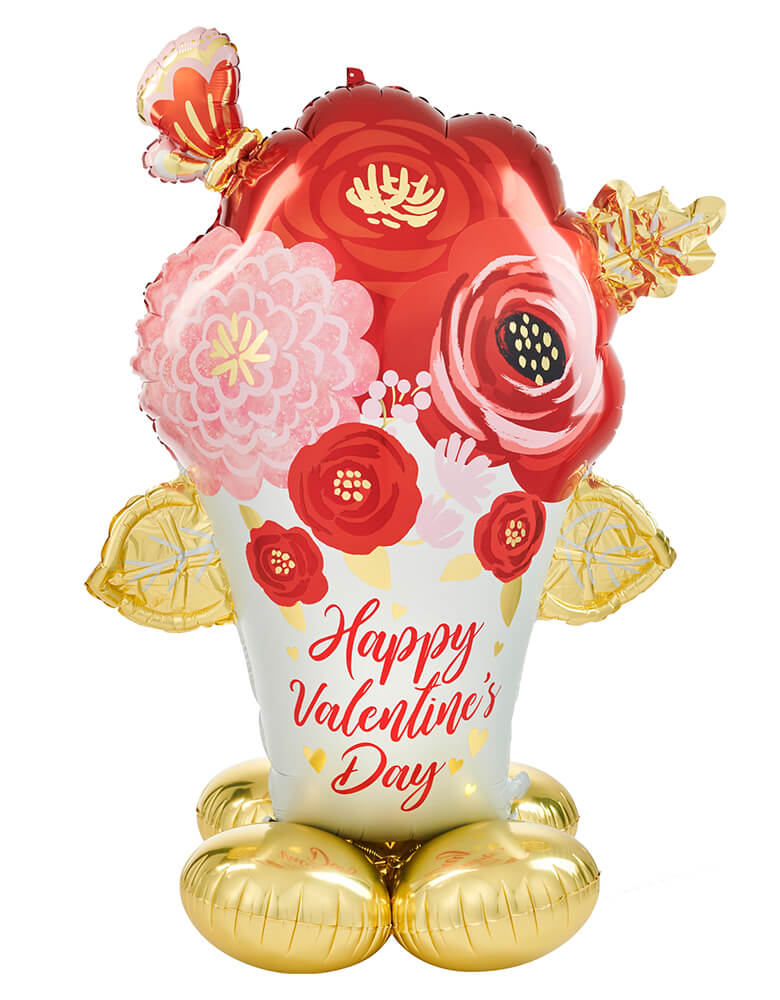 Anagram Balloons - 43732 HVD Satin Painted Flowers CI: AirLoonz™ Large P70. This giant Airloonz Happy Valentine's Day Flower Bouquet Foil Mylar Balloon will definitely be a hit at your Valentine's Day celebration.
