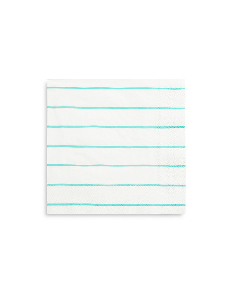 Daydream Society Frenchie 6.5" Aqua Striped Large Napkins