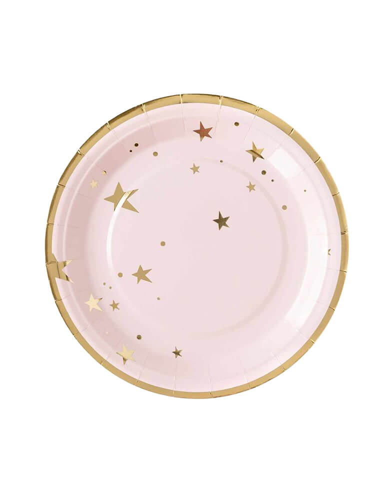 My Minds Eye 9" Baby Pink Stars Plates with Gold Star Detail
