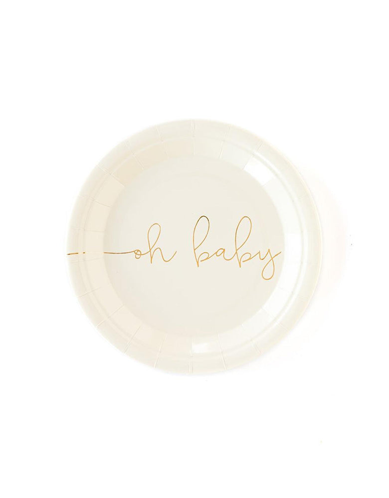 My Mind Eye Oh Baby 7" Basic White Small Plates with Gold Foil
