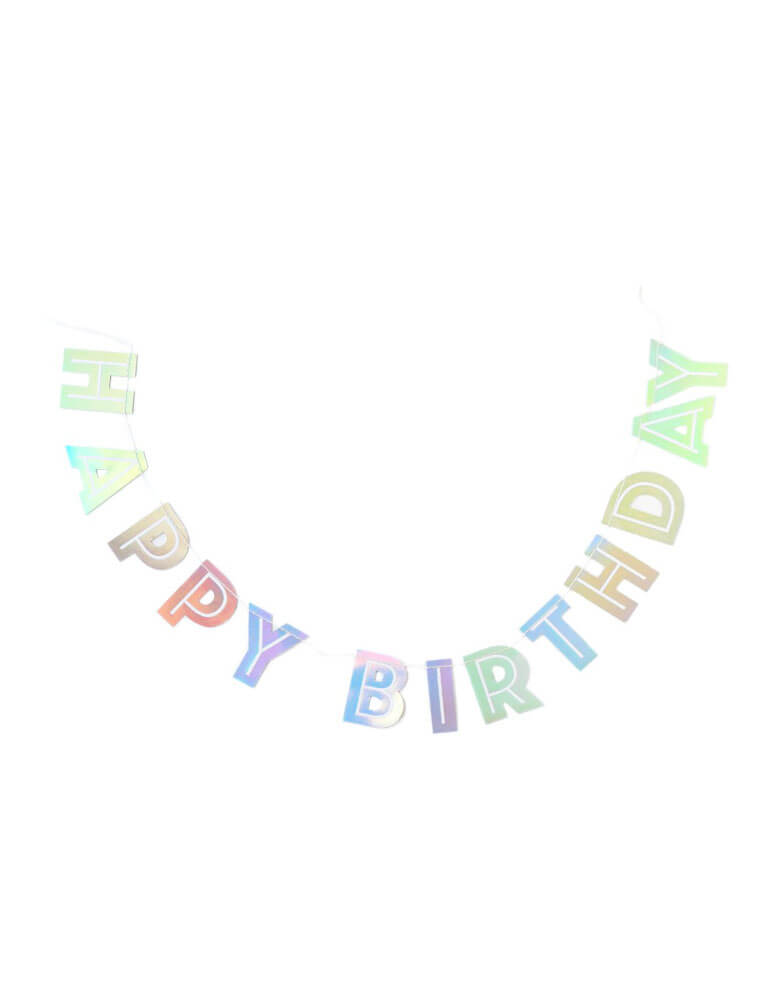 Happy Birthday banner in a shimmery foil accent style