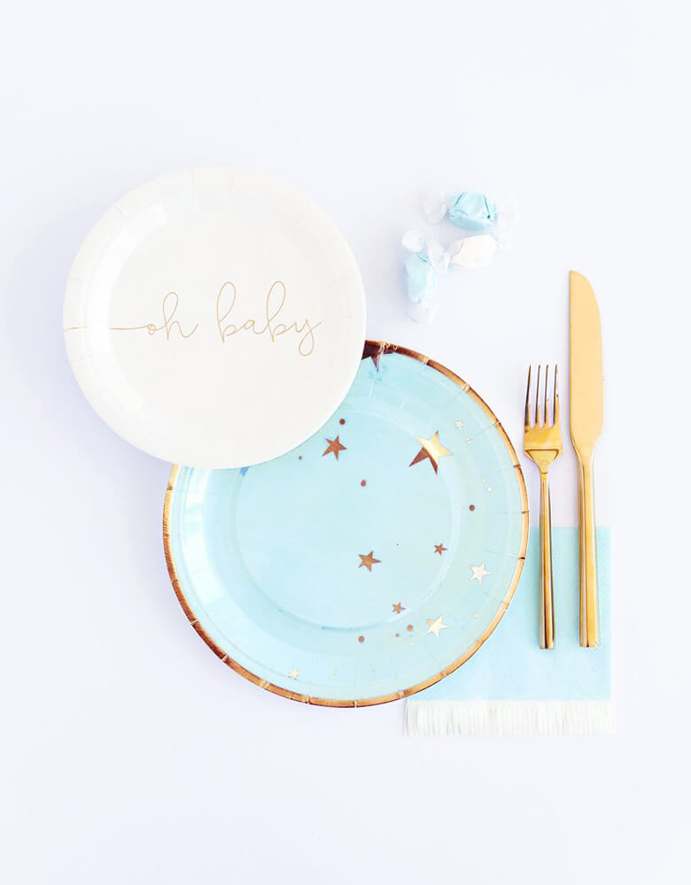 Baby boy sales plates and napkins