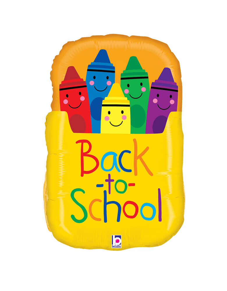 Betallic Balloon - 28 inches Back To School Crayon Box Foil Mylar Balloon