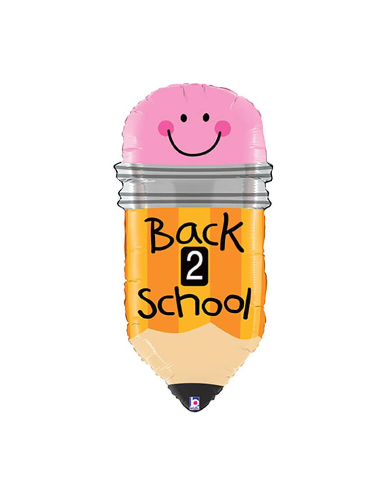Betallic Back to school 32" pencil shaped foil balloon. back 2 school foil balloon