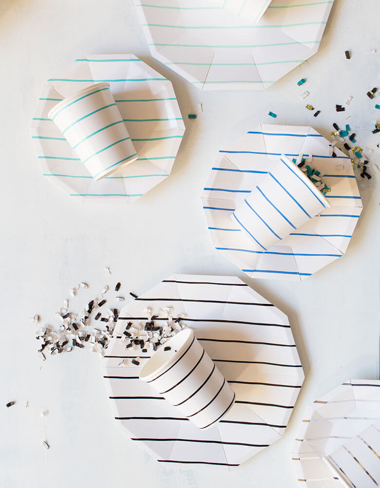 Daydream Society Frenchie Stripe Collection Party Plates and Cups