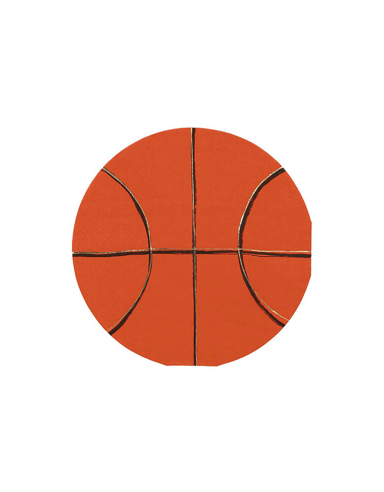 Momo Party's 6.5" basketball shaped napkins by Meri Meri, comes in a set of 16 napkins, these napkins are perfect for kids and adults birthday parties, post match parties or for a get-together when you're cheering on your favorite team.