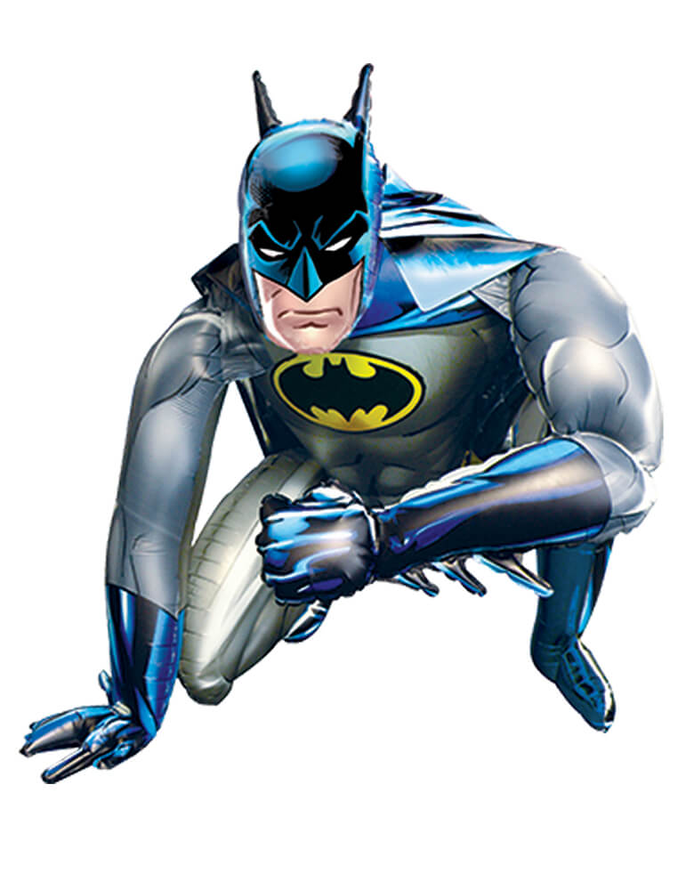 Anagram Balloons - 23479 Batman AirWalkers® P93. This giant foil balloon is three feet tall and designed to look like Batman in a crouching position. This awesome Batman AirWalker balloon is perfect for a superhero themed party.