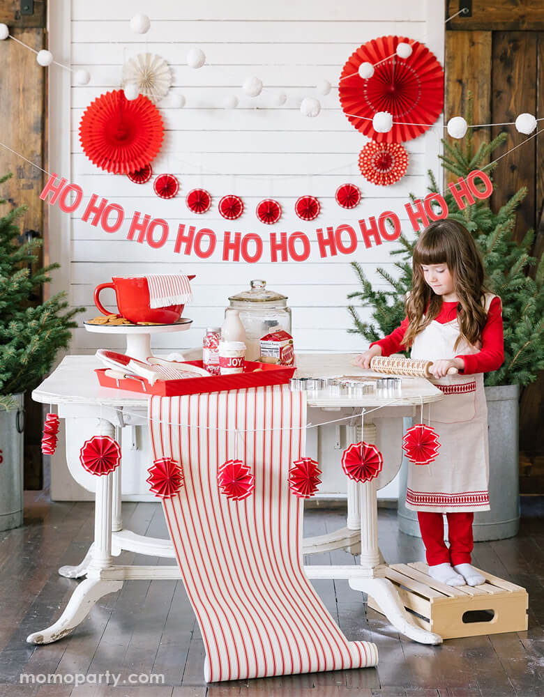 Believe Christmas Red Striped Table Runner