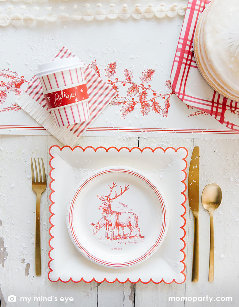 Believe Red Striped Small Napkins (Set of 24)