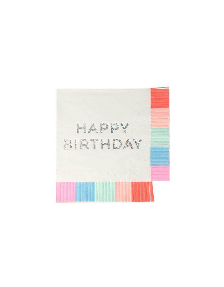 Meri Meri Birthday Fringe Small Napkins in multiple colors
