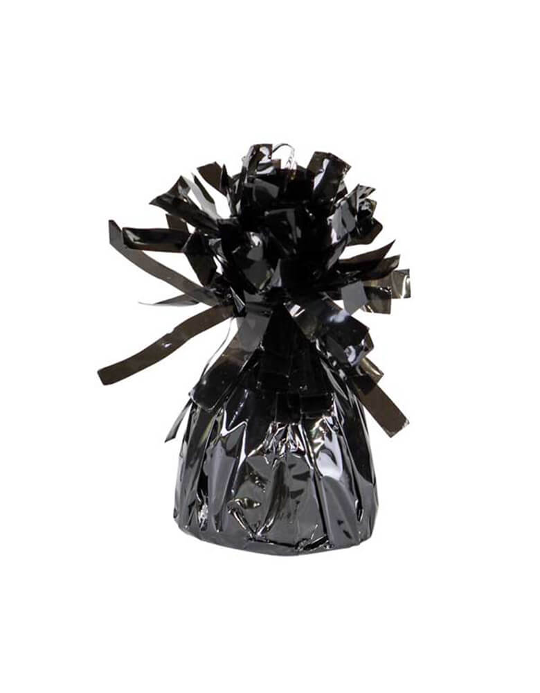 Black-Balloon-Weight, Capable of securing up to 15 - 11" latex latex or 12 foil helium filled balloons, great for balloon bouquets. Features an attached plastic tab that comes up from the middle of weight to tie your balloon ribbons on to. Great for balloons at a Halloween party