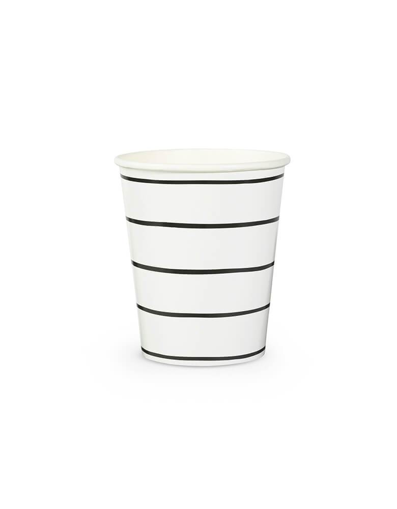 Daydream Society 9 oz Frenchie Stripes Black Striped Cups - Set of 8