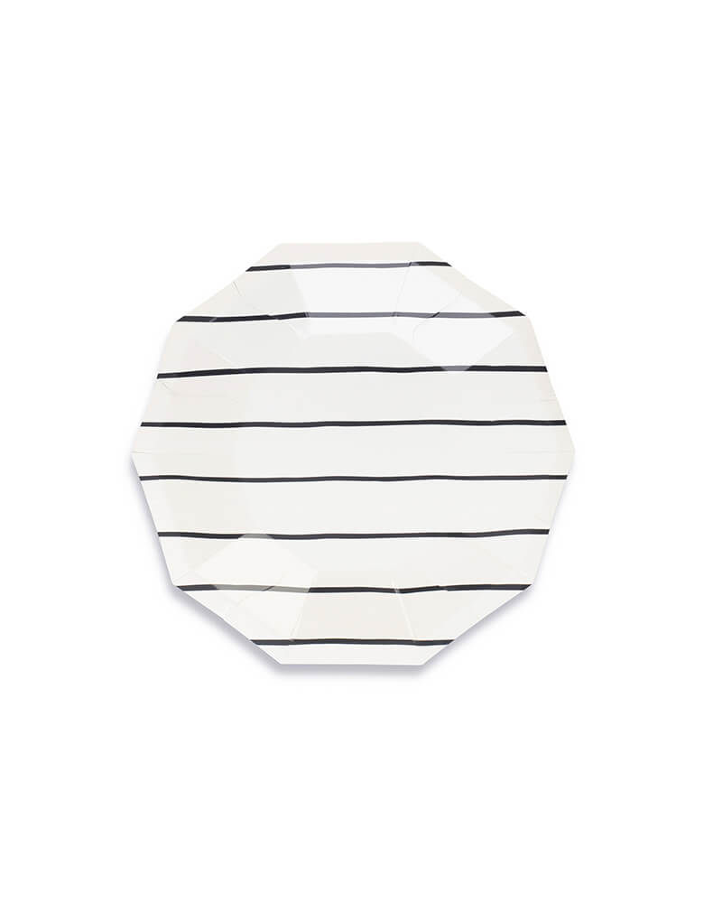 Daydream Society Frenchie Stripes Ink Black Striped Small Plates Set of 8