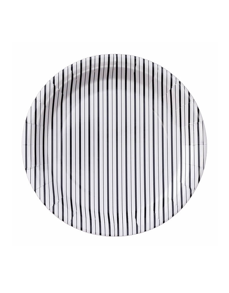 Black & White Fine Stripes Large Plates (Set of 8)
