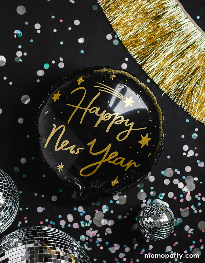 Black and Gold Junior Happy New Year Foil Balloon