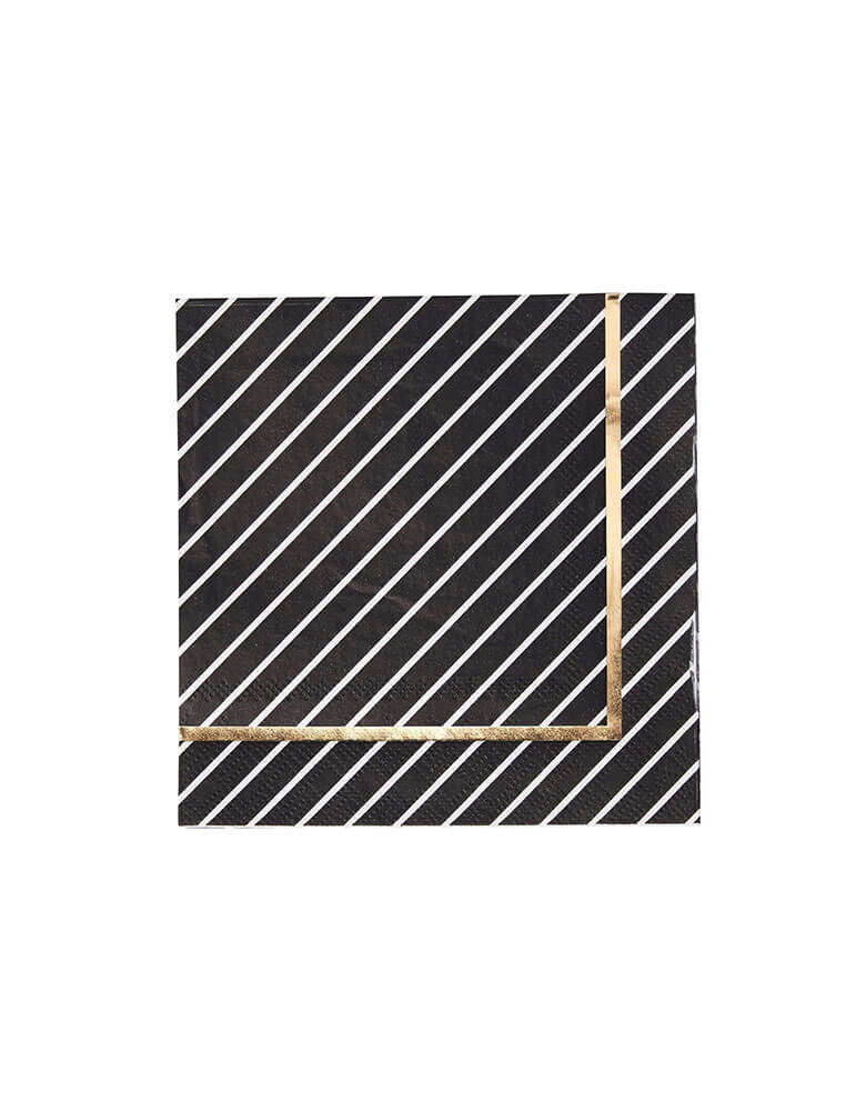 Sophistiplate Black-and-Gold striped-Small-Napkins