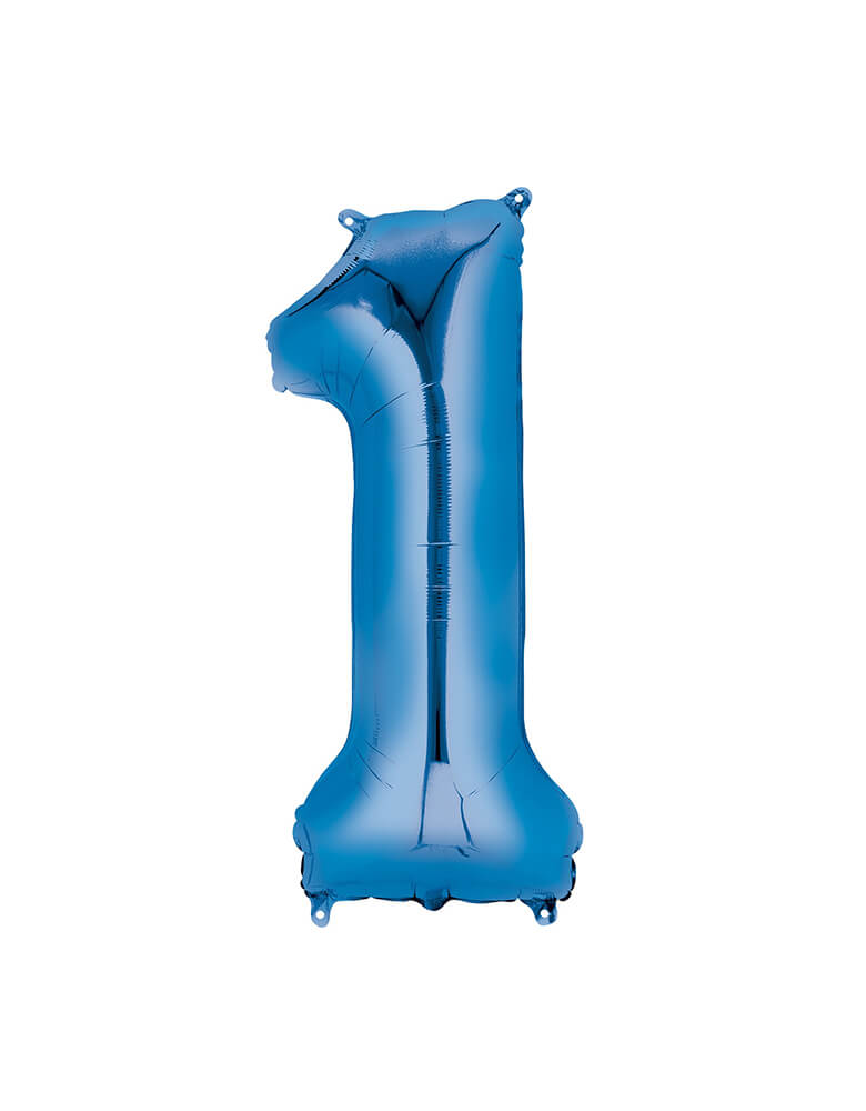 Momo Party Large Blue Number One Foil Mylar Balloon by Anagram Balloons. This 34 inches Foil Balloon in shape of number 1 is a perfect eye-catching addition to your party.