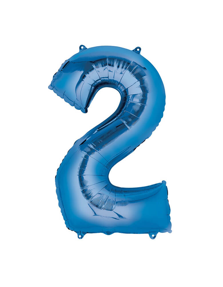 Momo Party Large Blue Number Two Foil Mylar Balloon by Anagram Balloons. This 34 inches Foil Balloon in shape of number 2 is a perfect eye-catching addition to your party.