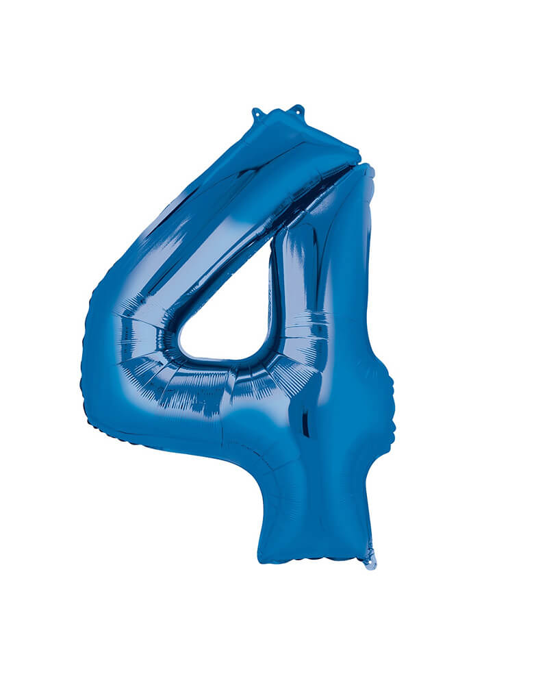 Momo Party Large Blue Number Four Foil Mylar Balloon by Anagram Balloons. This 34 inches Foil Balloon in shape of number 4 is a perfect eye-catching addition to your party.