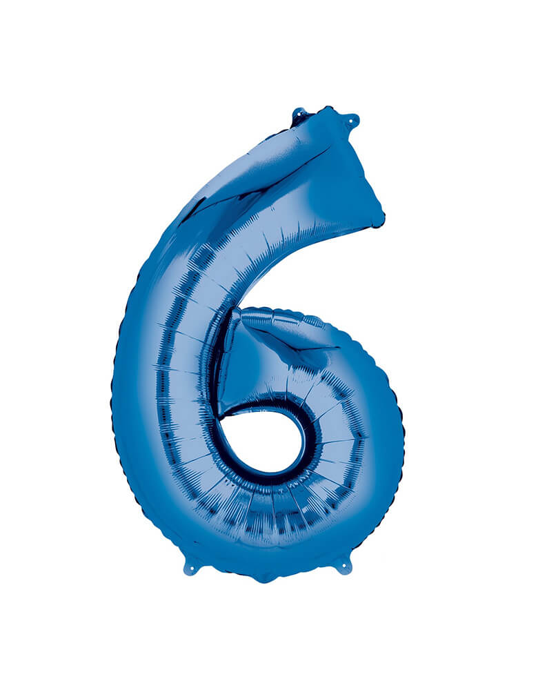 Momo Party Large Blue Number Six Foil Mylar Balloon by Anagram Balloons. This 34 inches Foil Balloon in shape of number 6 is a perfect eye-catching addition to your party.