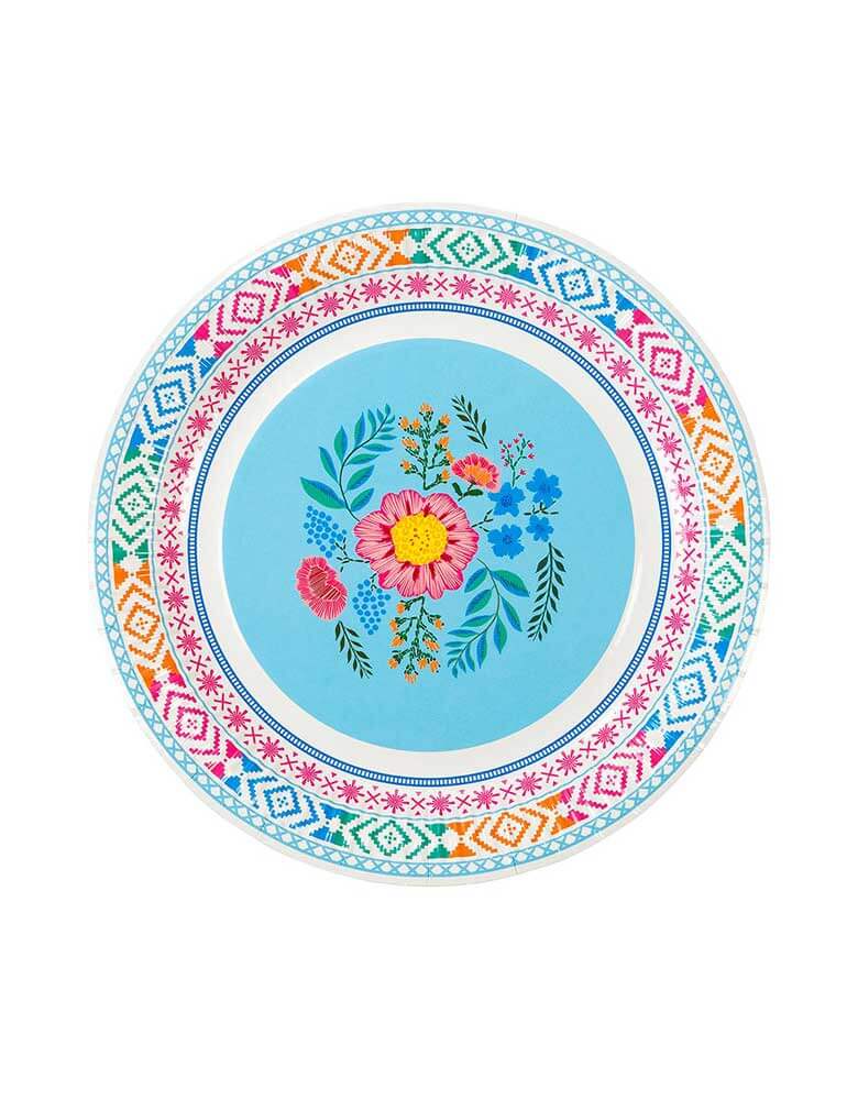Talking Tables 9" Boho Fiesta Floral Plate in Blue