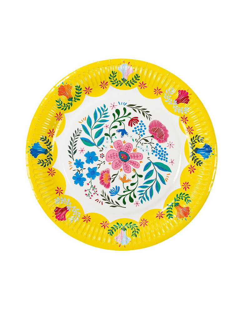 Talking Tables 9" Boho Fiesta Floral Plate in Yellow
