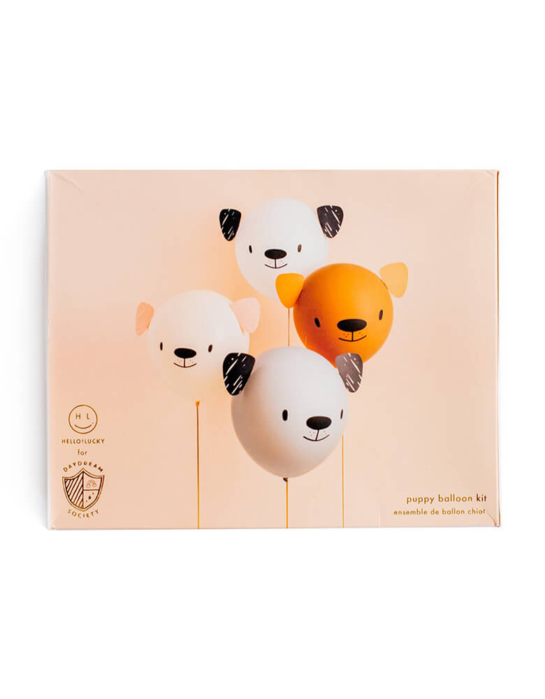 Daydream Society Bow Wow Dog DIY Balloon kit, includes Pack of 20 balloons, 4 in each color 16 sets of puppy ears 36 clear glue dots and 80 feet of twine