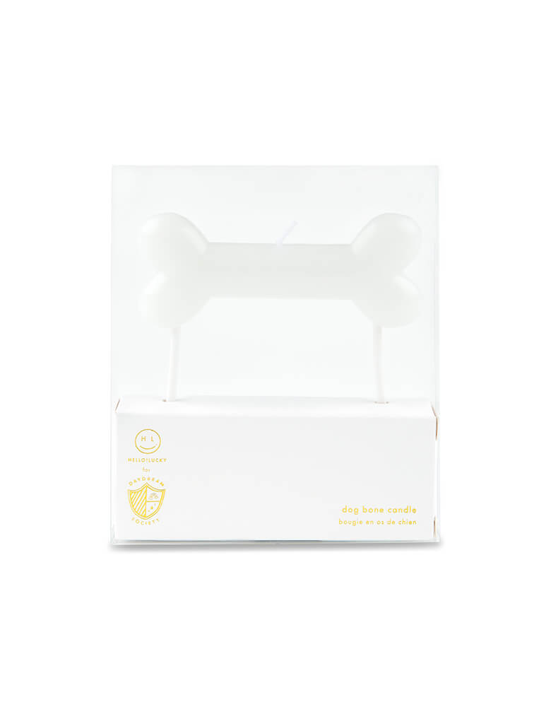 Bow Wow Large Candle from Jollity & Co Party Boutique - Daydream society- Bow Wow collection. This dog bone shaped white large candle will definitely make your cake best in show!  Pack contains 1 candle, Candle measures approximately 3.5 inches tall + 1.5 inches wide and is mounted on two picks that measure 2.5 inches tall. Find these Morden and high quality party tableware at party online store, party boutique online store, party supplies at momoparty.com